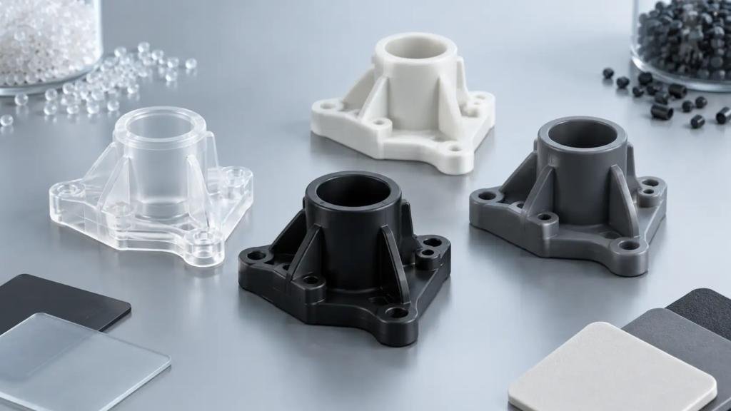 Industriella plastdetaljer i studioljuss